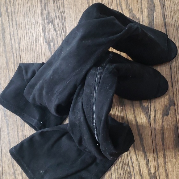 Suede Like Over the Knee Open Toe Boots - Picture 7 of 11